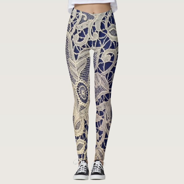 Blått- och snöredamasker leggings (Framsida)
