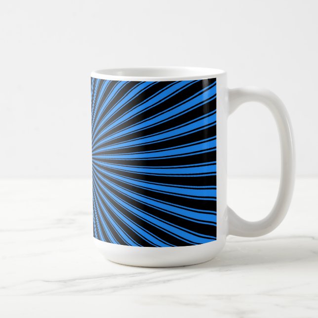Blått och svart Abstrakt med stripe-Funky Kaffemugg (Höger)