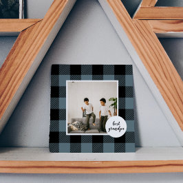 Blått och svart bästa morfar-gåva med foto