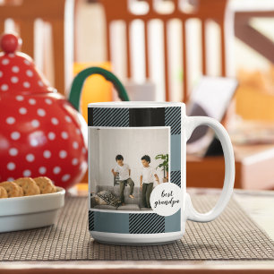 Blått och svart bästa morfar-gåva med foto kaffemugg