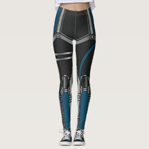 Blått och svart cyborg Armor Leggings