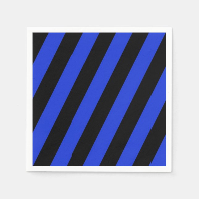 blått och svart diagonal rand pappersservett (Framsidan)