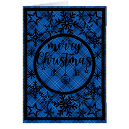 Blått och svart färgade under svart Snöflingor Hälsningskort