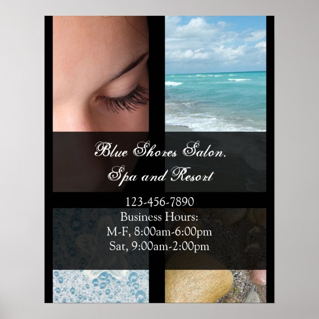 Blått och svart luxury Spa Resort Theme Poster (Framsidan)