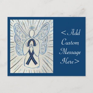 Blått och svart medvetandegörande Ribbon Angel Art Vykort