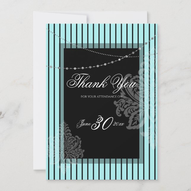 Blått och svart rand-inbjudan inbjudningar (Framsida)