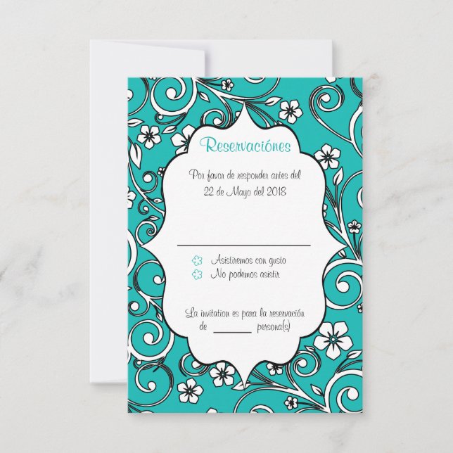 Blått och svart - spansk Quinceañera-OSA kort (Framsida)