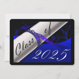 Blått och svart Studenten-meddelande Inbjudningar