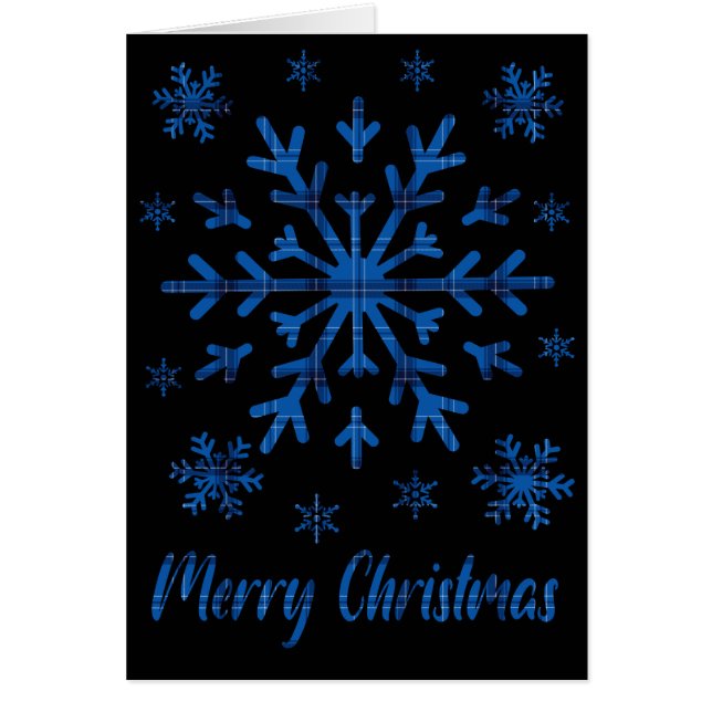 Blått och svart täcke med svart snöflingor utskure hälsningskort (Framsidan)