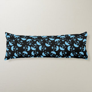 Blått och svart upprepande motif | Skull Mönster Kroppskudde