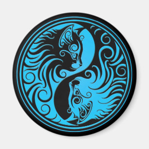 Blått och svart Yin Yang kattungar Magnet