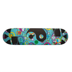 Blått och svart Yin Yang symbol Skateboard Bräda 19,5 Cm