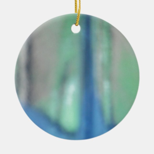 Blått och tejpglas (grönt sea glass) julgransprydnad keramik (Framsidan)