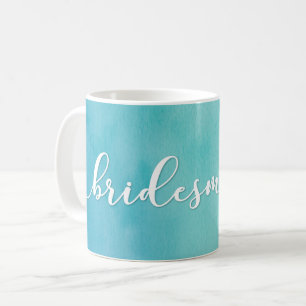 Blått och totalt ombre Watercolor Bridesmaid Gift  Kaffemugg