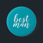 Blått och vit "bäst man" knäppas knapp<br><div class="desc">En gullig turkos och vit knäppas för brudgum BFF,  den bäst manen i din brudens sida.

Kan skräddarsy i dina egna bröllopfärger.</div>