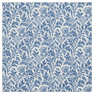 Blått och vit för William Morris Thistlemönster Tyg