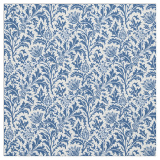 Blått och vit för William Morris Thistlemönster Tyg
