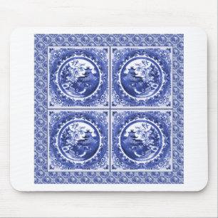 Blått och vit, pilmönsterdesign musmatta