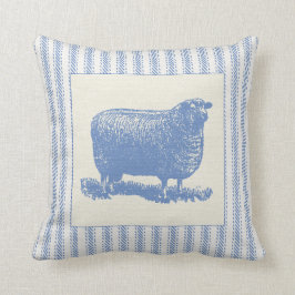 Blått- och vitfår med att ticka kudde