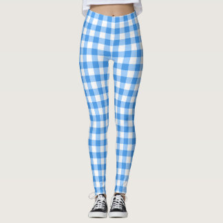 Blått- och vitGinghamkontroller Leggings