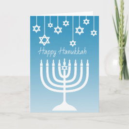 Blått- och vitmenoralycklig Hanukkah Kort