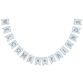 Blått- och vitrandar med Masonburkbaby shower Vimplar