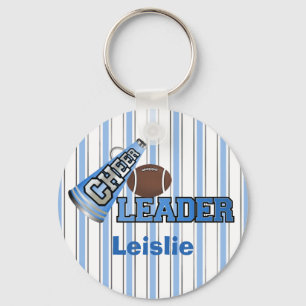 Blått- och vitrandhejaklacksledare KeyChain Nyckelring