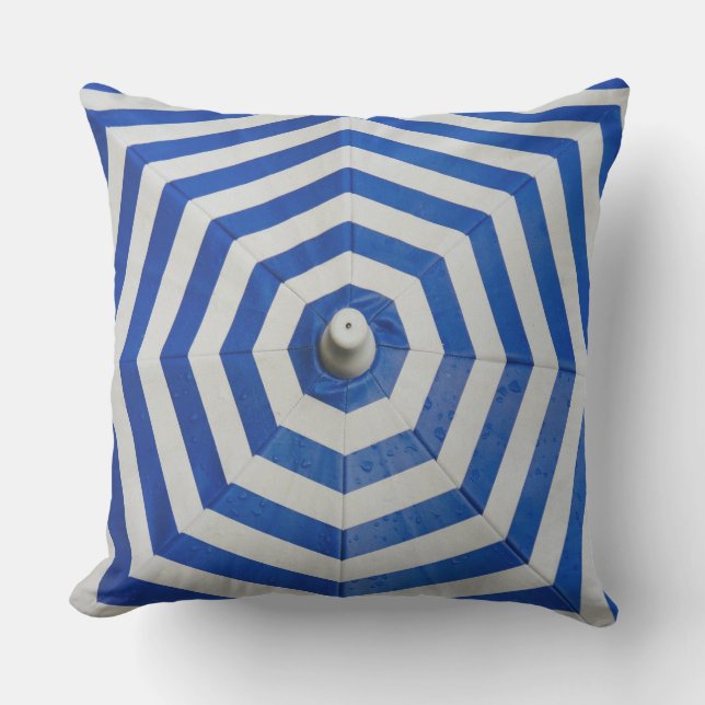 Blått- och vitsicksackmönster kudde (Framsida)