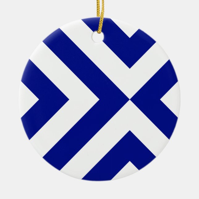 Blått- och vitsparrar julgransprydnad keramik (Framsidan)