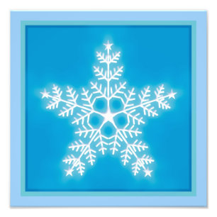 Blått- och vitstjärnaSnowflake Fototryck