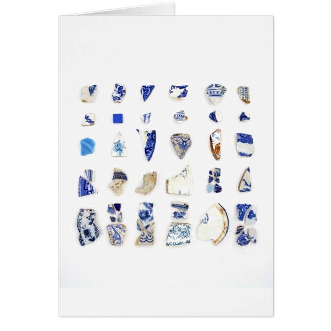 Blått- och vitstrandchina hälsningskort (Framsidan)