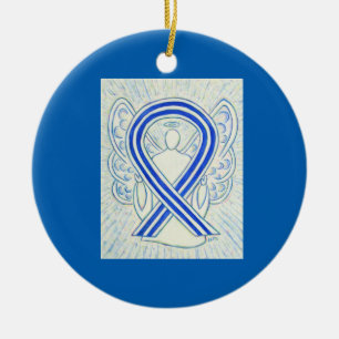 Blått och vitt ALS-medvetande Bredband Ornament