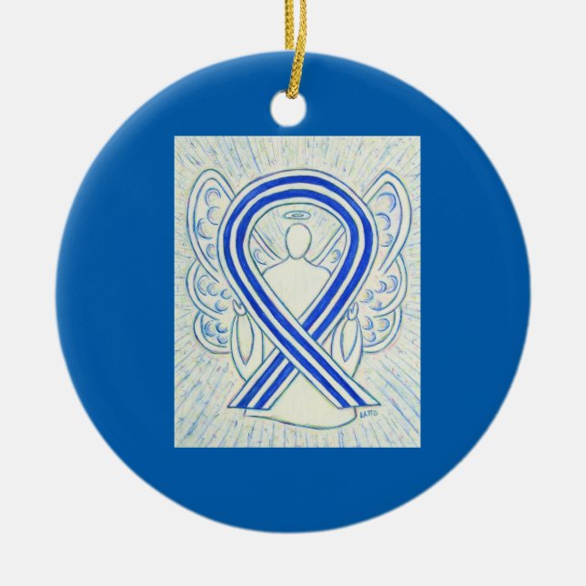 Blått och vitt ALS-medvetande Bredband Ornament (Framsidan)