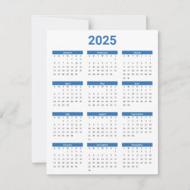 Blått och vitt amerikanskt 2025 års kalender - pla