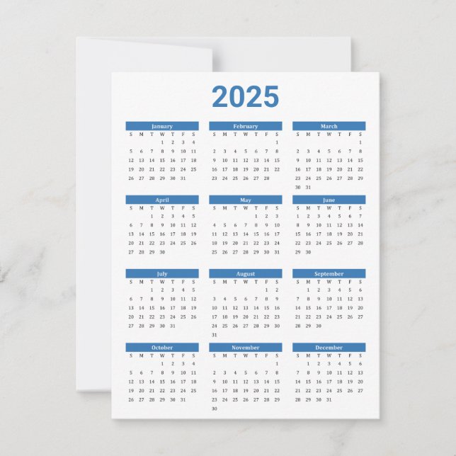 Blått och vitt amerikanskt 2025 års kalender - pla (Framsida)