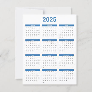 Blått och vitt amerikanskt 2025 års kalender - pla