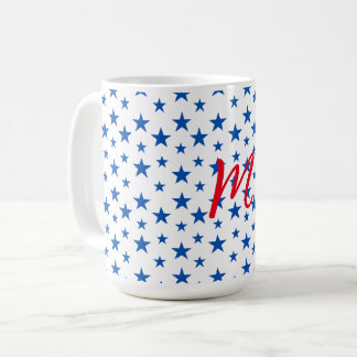 Blått Och Vitt Anpassningsbart Stjärnmönster Kaffemugg