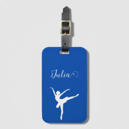 Blått och vitt ballerina silhouette-kobolt bagagebricka