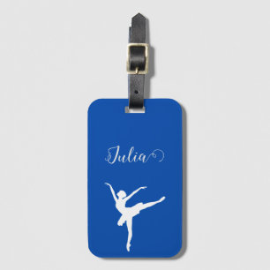 Blått och vitt ballerina silhouette-kobolt bagagebricka