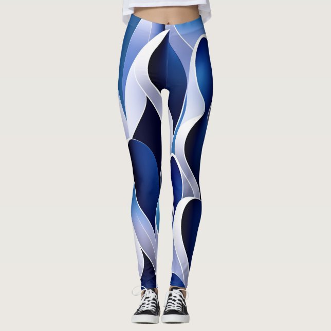 Blått och vitt band leggings (Framsida)