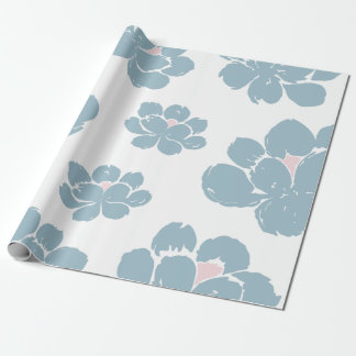 Blått och vitt Blommigt Boho Wrapping Papper för s Presentpapper