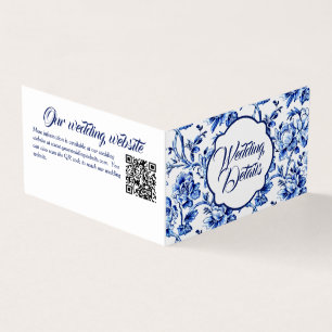 Blått och vitt Blommigt-elegant Bröllop-höljeskort Visitkort
