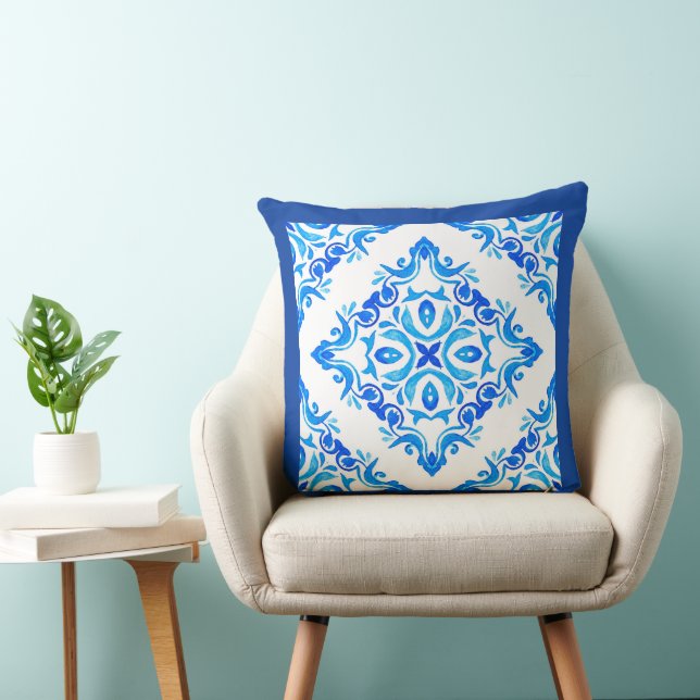 Blått och vitt borttaget China, romb Kudde (Stol)