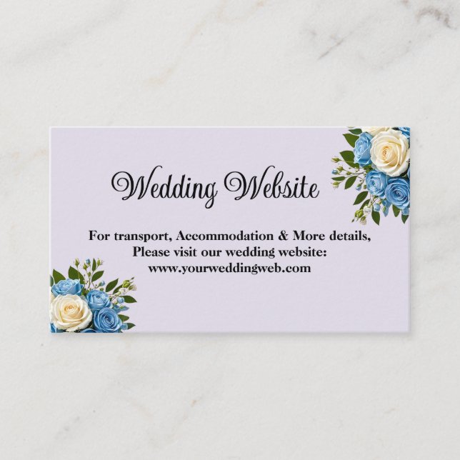 Blått och vitt Bröllop-Blommigt Tilläggskort (Framsida)