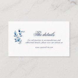 Blått och vitt bröllop-detaljkort placeringskort