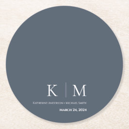 Blått och vitt-Bröllop Pappert Underlägg Papper Rund