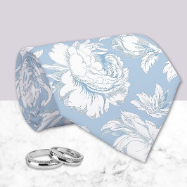 Blått och vitt chinoiserie-mönster slips
