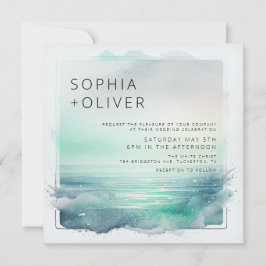 Blått och vitt digitalpaketsbröllop inbjudningar