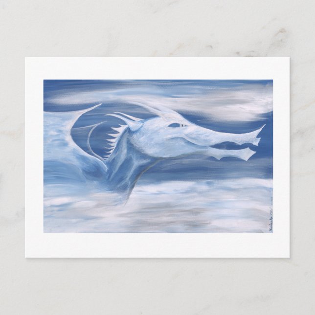 Blått och vitt drake vykort (Framsida)