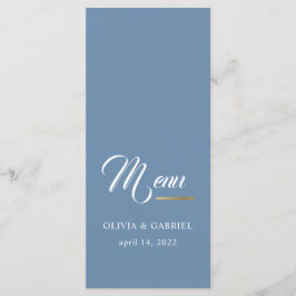 Blått och vitt. Enkel snyggt bröllop middag Menu Meny